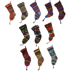 Taraluna - Fair Trade, Organic & Green Gifts Old Fashioned, Keepsake Quality Handknit Wool Christmas Stockings (Stripes - Red)