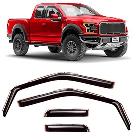Voron Glass in-Channel Extra Durable Rain Guards for Ford F150 Raptor 2017-2020 SuperCab, Window Deflectors, Vent Window Visors, 4 Pieces - 200290