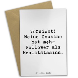 Mr. & Mrs. Panda Grußkarte Spruch Cousine Influencer - Geschenk, Follower, Handarbeit, Ansichtskarten, Social Media, humorvoll, Handwerkskunst,