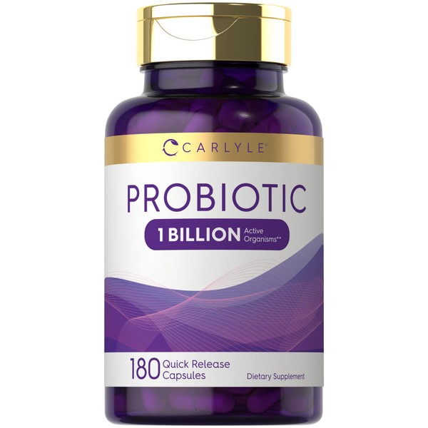 Carlyle Probiotic for Women & Men's Digestive Health | 1 Billion CFU | 180 Quick Release Capsules | 1 Lactobacillus Pill a Day | Non-GMO & Gluten Free