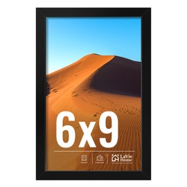 LaVie Home 6x9 Picture Frame for Wall Display, 6x9 Black Picture Frame with HD Plexiglas, 6 x 9 Frame 1 Pack, Display Frame for Vertical or Horizontal, Classic Collection