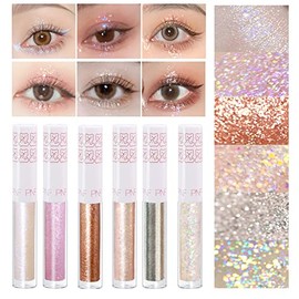 SUSIKEKI Delineador de Ojos Con Purpurina Líquida, 6 Piezas, Maquillaje Coreano, Sombra de Ojos Brillante, Maquillaje de Ojos Brillantes, Set de...   