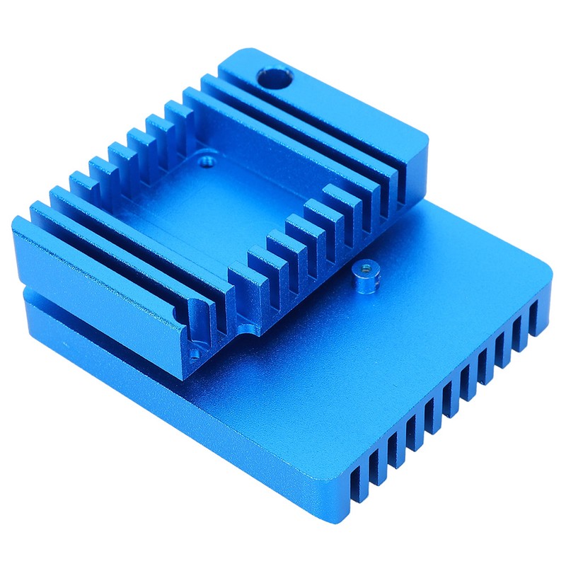 Blue Aluminum Alloy Mini Router Shell Case with Cooling Fan