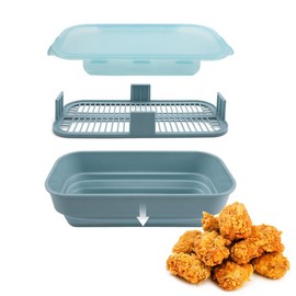 COOK WITH COLOR Collapsible Batter Bowl - Mess Free Breading Shaker Container - Perfect for Fried Fish, Fried Chicken, Onion Rings, Wings & More - Color: Grey