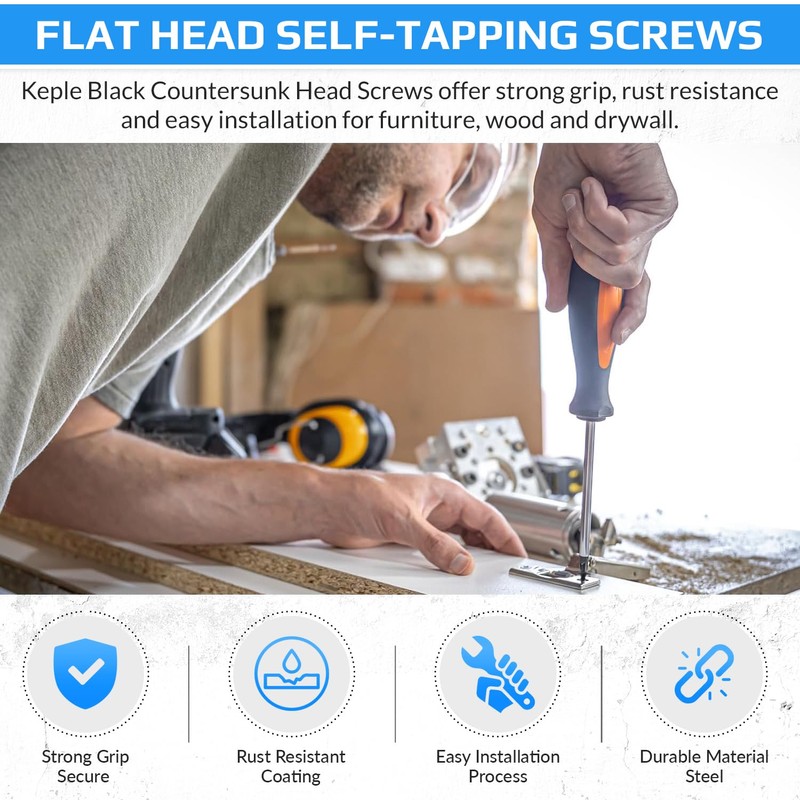 3.5 x 25 mm Black Drywall Screws, Self-Tapping, Phillips Countersunk