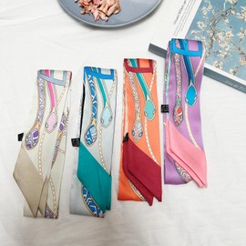 4pcs Purse Scarf For Handbags Silk Head Scarf For Hair Fashion Skinny Scarf For Women Long Neckerchief