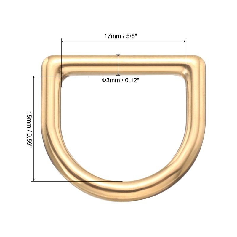 PATIKIL 5/8 Inch Brass D-Rings, Pack of 2, Solid Pure