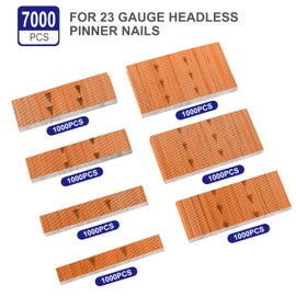 HAMWOO 23 Gauge Pin Nails, Headless Pinner Nails,7 Sizes Assorted,Red Copper Coated for Molding Cabinetry,Photo Frame,Handicrafts Assembly(3/8",1/2",3/5",4/5",1",1-3/16",1-3/8":7000pcs)