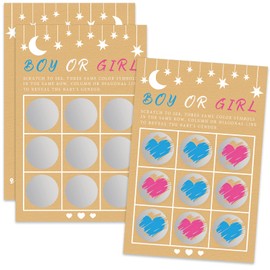 Its a Boy Tic Tac Toe Board Gender Reveal Scratch Off Scratcher Lottery Tickets Cards Double Sided Gender Announcement Cards Family Friends Baby Shower Game 25 Pack