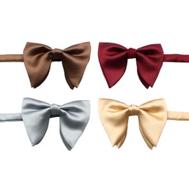 Lovacely Mens Oversized Satin Silk Bow Tie Solid Color Formal Tuxedo Big Bowtie YW-007 Champagne
