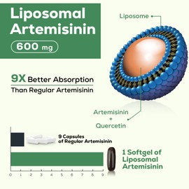 Osasuna 900 mg Liposomal Artemisinin for Maximum Absorption, Sweet Wormwood Extract(Artemisia Annua) with Quercetin Phytosome 200 mg, 120 Softgels