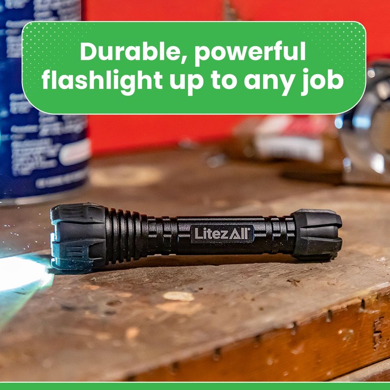 LitezAll Nearly Invincible Tactical Flashlight, 300 Lumen Compact LED Flashlight