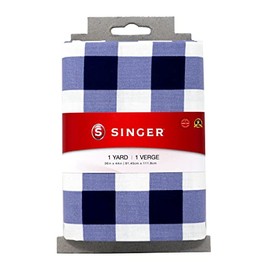 Singer Print Fabric, 100% Cotton, 1 Yard Precut, 1 Inch Gingham Navy