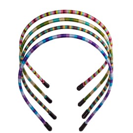 minihope Skinny Multicolor Headbands - Assorted Colors for All Hair Types - Instant Style, Pain-Free Wear - Durable, Adjustable, 4 Pack - Women, Men, Boys, Girls.