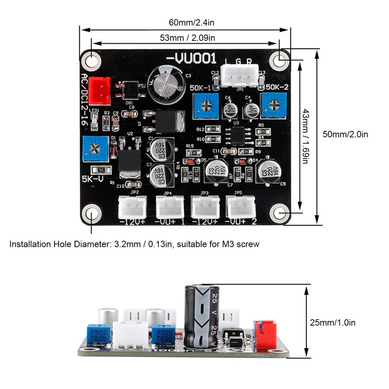 TS-DB105-W VU Meter with White Backlight Driver Board Audio Power