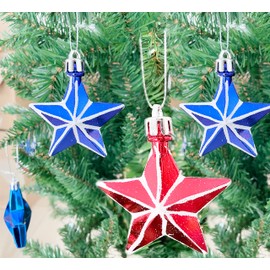 36PCS 4th of July Star Ornament,Patriotic Hanging Star Ornament Tree Home Wall Decor for Independence Day Memorial Day Christmas USA Themed Party Decor