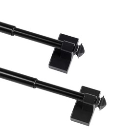 Magnetic Curtain Rods for Metal Doors Multi-Use Adjustable Curtain Rods for Small Windows Cafe Sidelight and Iron Steel Places, 1/2 Inch Diameter, Tool Free (2 Pack, Adjust from 16 to 28 Inch, Black)