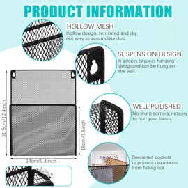 AmazingSpark 2 Pieces Vertical File Storage Metal Mesh Hanging Wall File Holder Organizer Desktop Organizer Wall Mount for Desk Sorter Workspace Office, 10" L x 1.2" W x 12.4" H