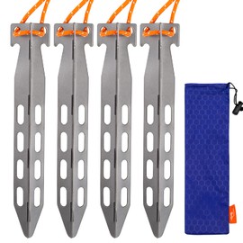 TiTo V-Shaped Titanium Alloy Tent Pegs, 0.5 x 6.3 inches (14 x 160 mm), 0.4 x 6.3 inches (10 x 160 mm), Y-shaped Pegs, Lightweight, Portable, Durable, For Hard Soil, Sand, Grassland, Tarp Pegs,