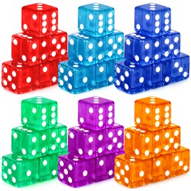 Lemicin 36 Piece 19mm Casino Style Craps Dice Sets Acrylic Translucent D6 Dice Bulk Square Rounded Edge for Casino Craps Table Games and Board Games Party Bar Entertainment