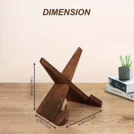OLPDDZ Wooden Vinyl Record Stand 2 Pack - Handcrafted Solid Wood Display Holder, 1-Second Assembly Retro Record Shelf for Turntable, Tablet & Collectibles (Rustic Brown)