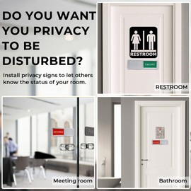 Privacy Sign, Premium Vacant Occupied Sign for Home Office Restroom Conference Hotles Hospital, Slider Door Indicator Tells Whether Room Vacant or Occupied, 7'' x 2'' - Silver