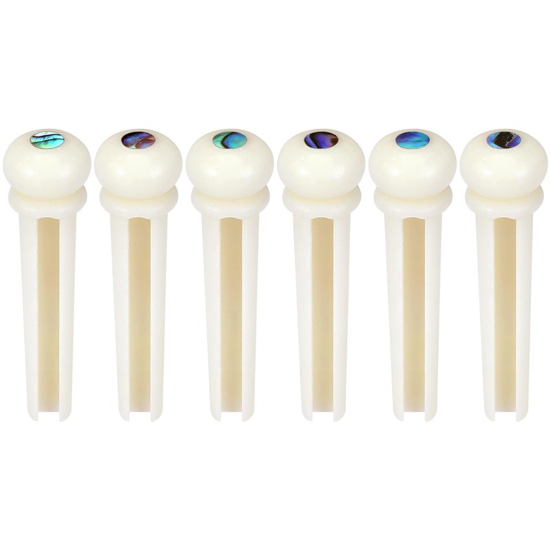 Blisstime 6pcs Guitar Bone Bridge Pins Replacement Parts with Abalone