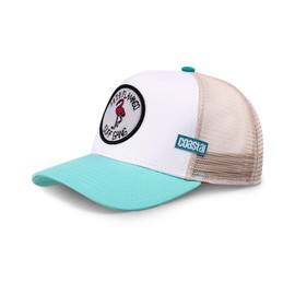 COASTAL - Filthy Flamingo (pale blue/khaki) - High Fitted Trucker Cap