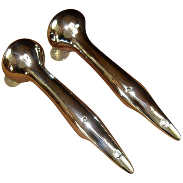 JWL HAWNKOA PRODUCTS (2) Hames Solid Brass Walking Stick Cane Handle Traditional 8" Long 3 Hole Model … (Chrome)