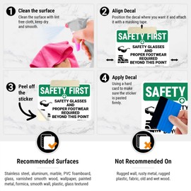 Sigo Signs, Safety Glasses and Proper Footwear Required Beyond This Point OSHA Sign, 10x7 Inches, 4 Mil Vinyl Decal Stickers Weather Resistant, Made in USA