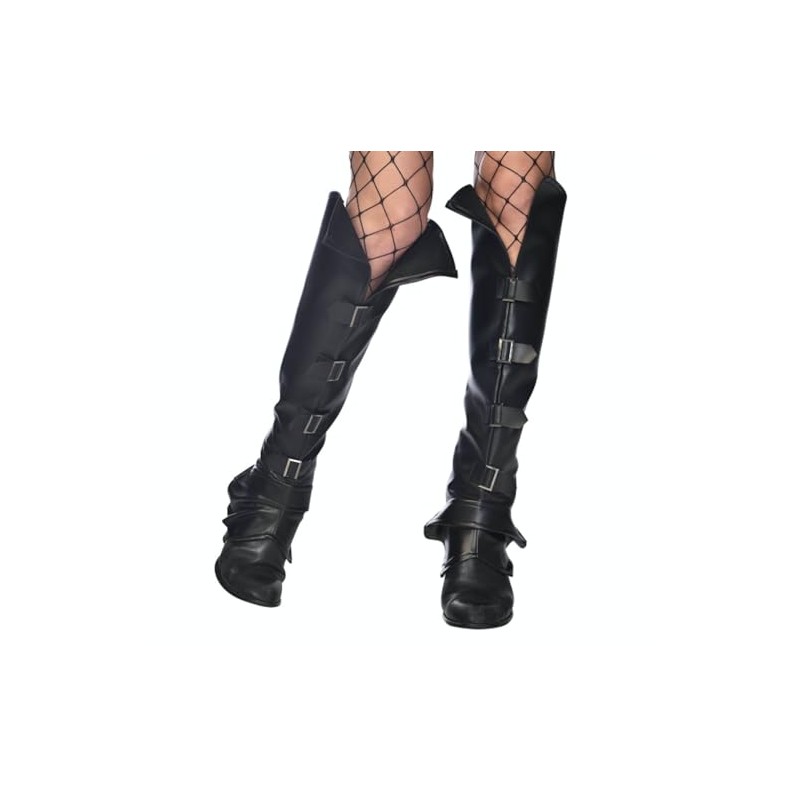 MIMIKRY Boot Warmers with Buckles Black Leather Look Women Men