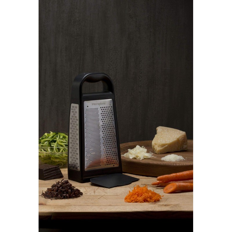 Microplane Elite Five Blade Box Grater with Measuring Cup Base,