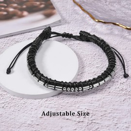 SUNSH Morse Code Bracelets Always in My Heart Gifts for Him Adjustable Inspirational Leather Bracelet Mens Bracelet Gifts for Dad Son Boyfriend Husband Graduation Gifts for Men