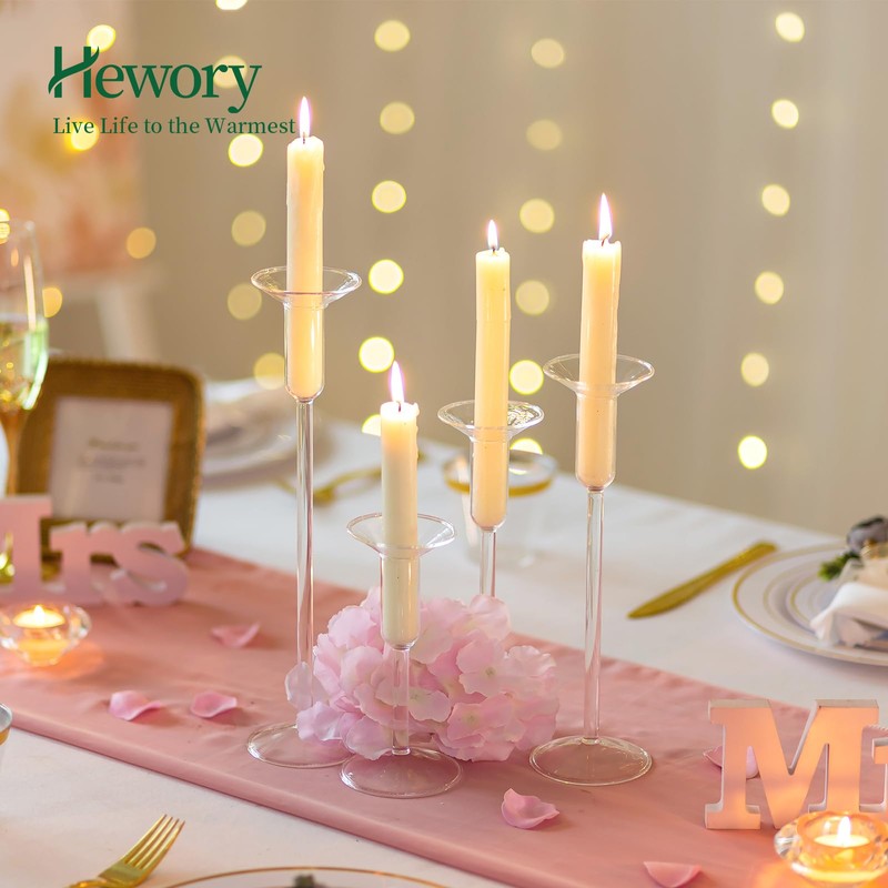 Hewory Glass Bobeches for Candlestick Holders, 12 Pcs Candle Drip