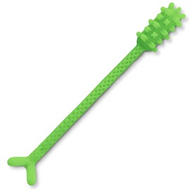 DENTURE DART V3 Hard Plastic Denture Brush - Denture Gel Adhesive Remover - Remove Denture Gel Adhesive & Glue from Mouth & Gums, Oral Hygiene Product, Scraper w/Textured Grip and Rigid Bristles