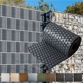 NYVI Polyrattan Privacy Screen Strips Privafence Anthracite 255 x 19 cm – Economy Sets – Privacy Screen for Double Rod Mats Fence – Premium Fence Privacy Screen