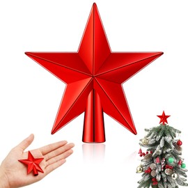 Mini Christmas Tree Topper Small Star Tree Topper Christmas Star Treetop for Small Christmas Ornaments Decorative Tree Star for Xmas Christmas Party(2.36 Inch,Plated Red)