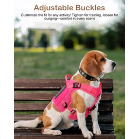 PETNANNY Tactical Dog Harness - Service Dog Harness Emotional Support Dog Vest for Medium Large Dogs, No Pull ESA Dog Vest with Hook & Loop, Working Molle Vest for Training Huntin(Blue,M)