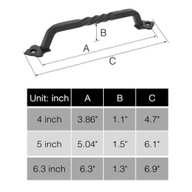 OUVIN 4 Pack Vintage Barn Door Handle Black Gate Handles for Wooden Gates with Screws Hardware for Wooden Garden Shed Cabinet Door (98mm/4inch)