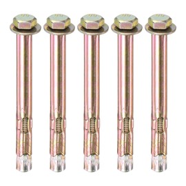 M METERXITY 5-Pack Hex Expansion Bolt, M6x80mm Colored Galvanized Iron-Carbon Steel External Hex Expansion Bolts, Anti-Corrosion Metal Bolt for Concrete/Dry Brick/Block Walls