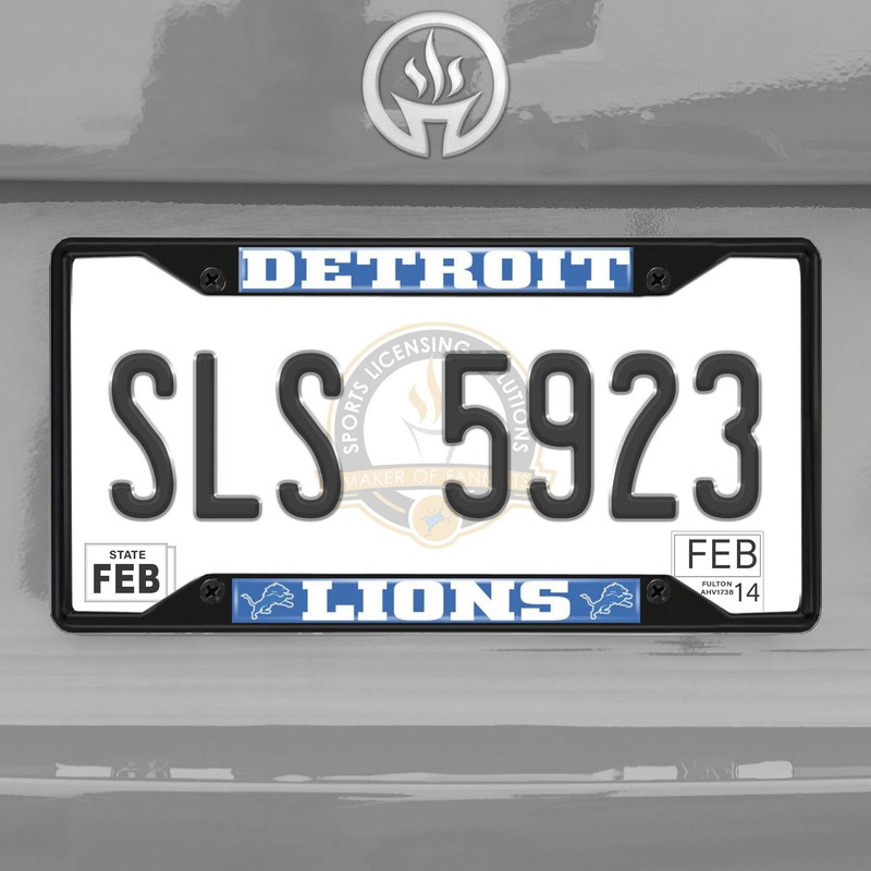 FANMATS 31355 Detroit Lions Metal License Plate Frame Black Finish