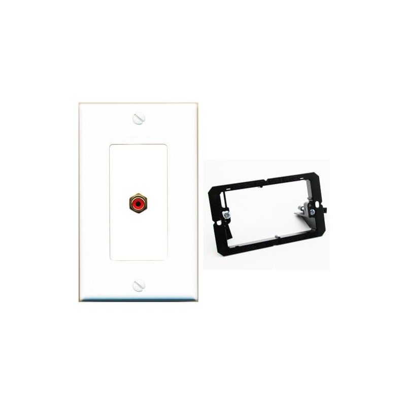 RiteAV RCA-RED Wall Plate White with Low Voltage Mounting Bracket