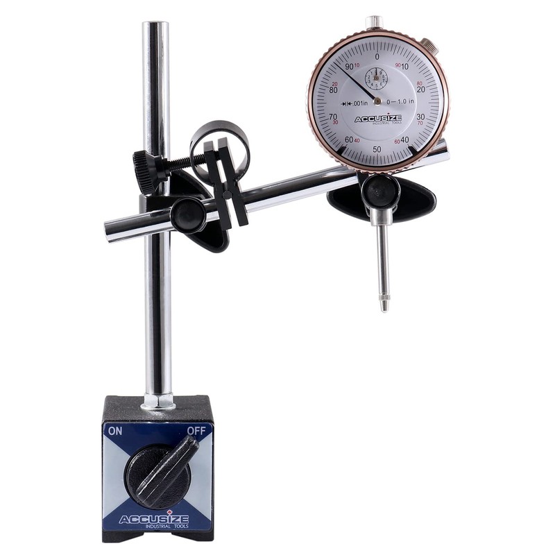 Accusize Industrial Tools 0-1'' by 0.001'' Dial Indicator with Magnetic