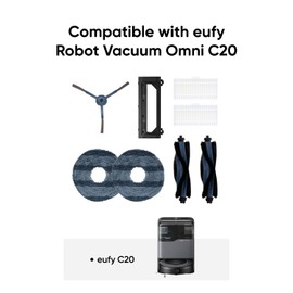 eufy Accessory Kit for Robot Vacuum Omni C20, 2 Side Brushes, 2 Washable Filters, 1 Rolling Brush, 1 Brush Guard, 2 Mop Pads