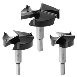 Vouyar Large 3PCS Forstner Drill Bit Set 2",2-1/2",3" Triple-Flute Carbide Tipped Forstner Bit for Hard Wood, Soft Wood, Veneered Plywood, Plastic, Drilling Hole Saw Woodworking Hinge Cutter Tool