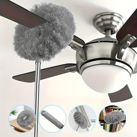 Stretchable Long Handle Ultra-fine Fiber Ceiling Fan Duster - Dust Removal Brush, Washable, Reusable Microfiber Ceiling Fan Dust Collector, Suitable for High Ceilings, Fans, Furniture, Cars, Cleaning Supplies, Cleaning Tools2025 - Color: 1pc Blue