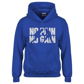 Indica Plateau No Pain No Gain Large Royal Blue Youth Unisex Hoodie
