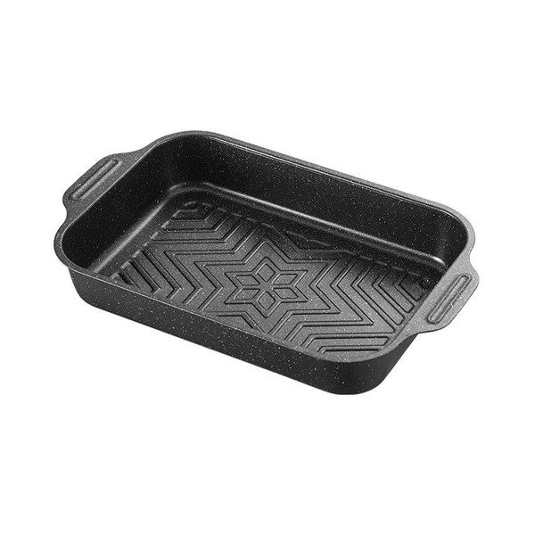 AIMALL 14.17×8.66×2.12in Non-Stick Carbon Steel Grilled Fish Tray with Glass