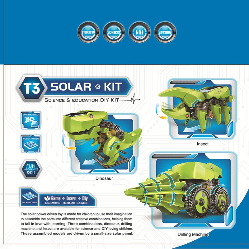 3 in 1 Educational Solar Dinosaurs Robot Building Kit DIY