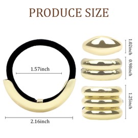 6 Pack Hair Ties for Women, Gold Ponytail Holders Fashion Scrunchies Hair Scrunchies for Thin Thick Hair, Hair Elastics Hair Accessories for Women Girls